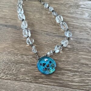 Elegant Blue and Silver Pendant Necklace